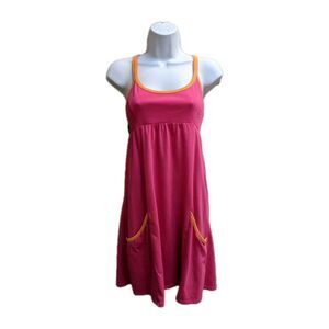 Vintage Roxy Pink Babydoll Tank Dress Sz Small 90s Y2K Beachy Sporty Surf Swim